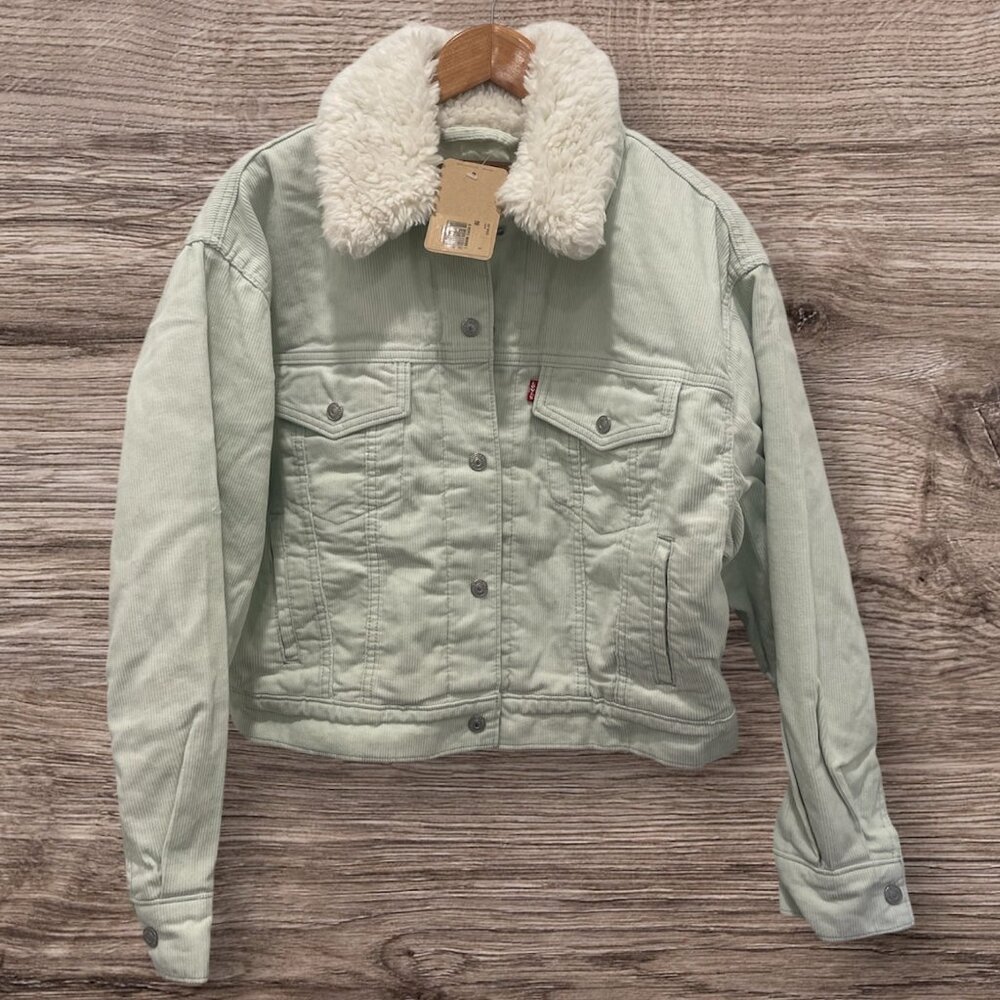 LEVI'S Women's Corduroy Sherpa Baby Baggy Trucker Jacket - Picture 3 of 5